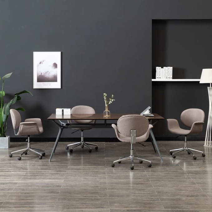 vidaXL Eetkamerstoelen 4 st draaibaar stof taupe