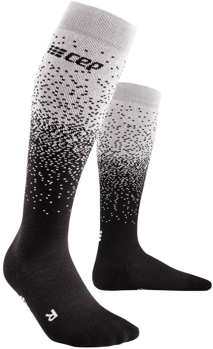 CEP Ski Merino Compressiekousen - Zwart/grijs