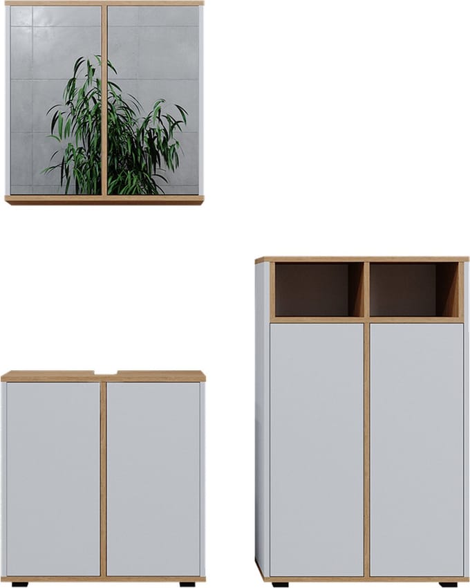 Vicco Badkamermeubelset Didi, Wit/Artisanaal eiken, 3-delig