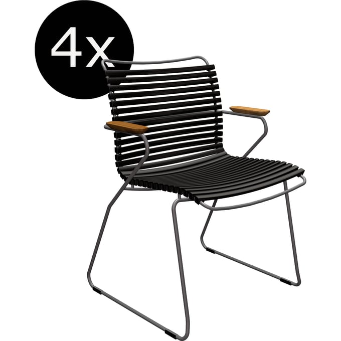 HOUE Bundel 4x CLICK Eetkamerstoel met lage rugleuning - zwart