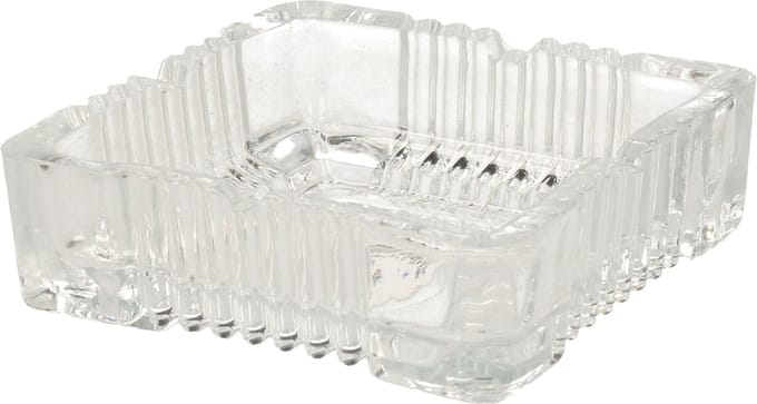 Home & Styling Asbak - vierkant - gedecoreerd glas - transparant - 10 x 10 x 4 cm
