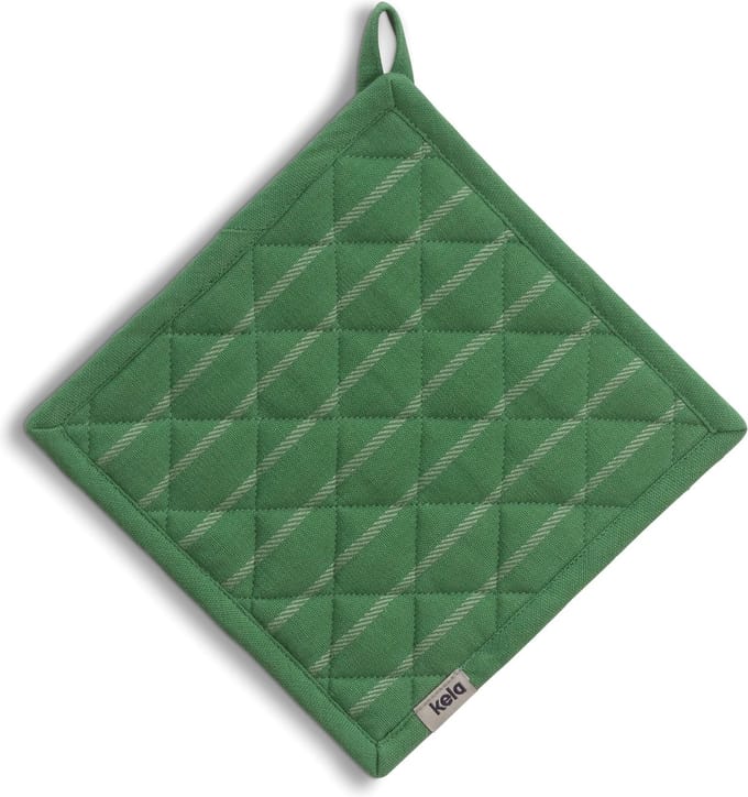 Kela Keuken - Cora Pannenlap Streep Set van 4 Stuks - Kunststof - Groen