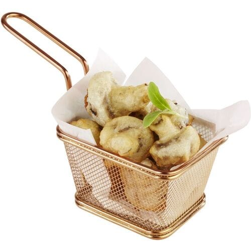 GGM Gastro (6 Stück) Servier Frittierkorb - SNACKHOLDER - Edelstahl - 100x85mm - Kupfer