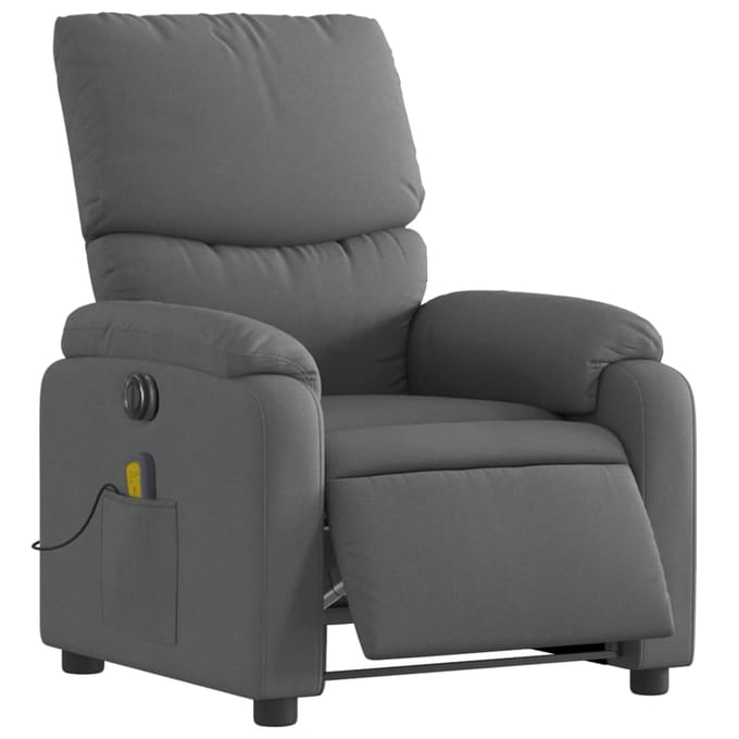 vidaXL - Massagestoel - elektrisch - verstelbaar - stof - donkergrijs