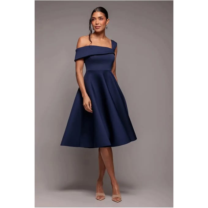 Asymmetrische Portefeuillejurk dames Goddiva Midi