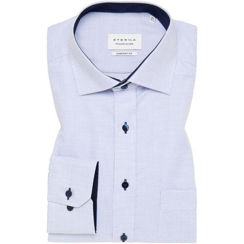 Eterna Overhemd Fine Fantasy Pattern Non-Iron Classic Kent Licht Blauw / male