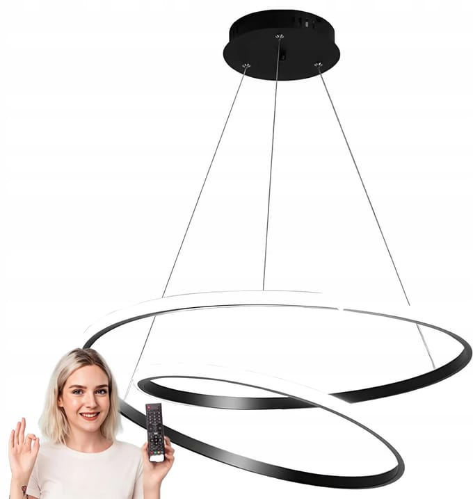 Moderne Zwarte LED Plafondlamp 60cm met afstandsbediening - 3 kleuren