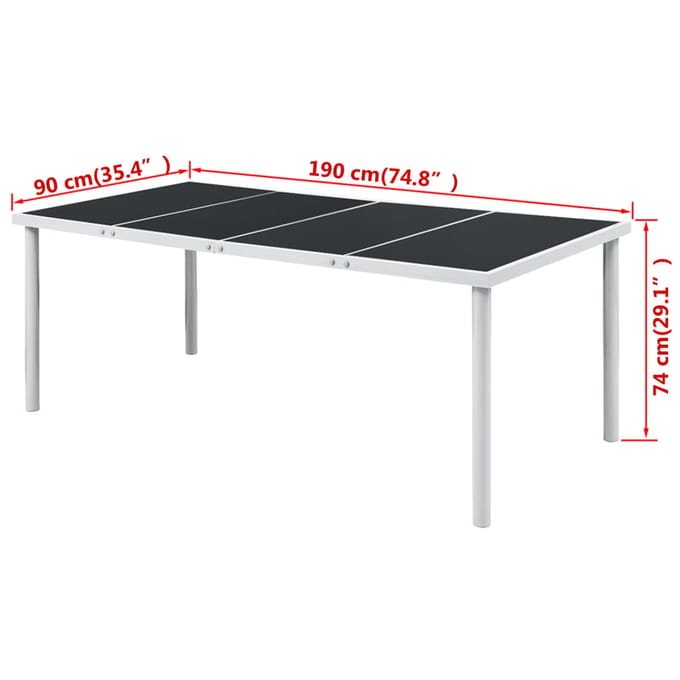 vidaXL - Tuintafel - 190x90x74 - cm - staal - zwart