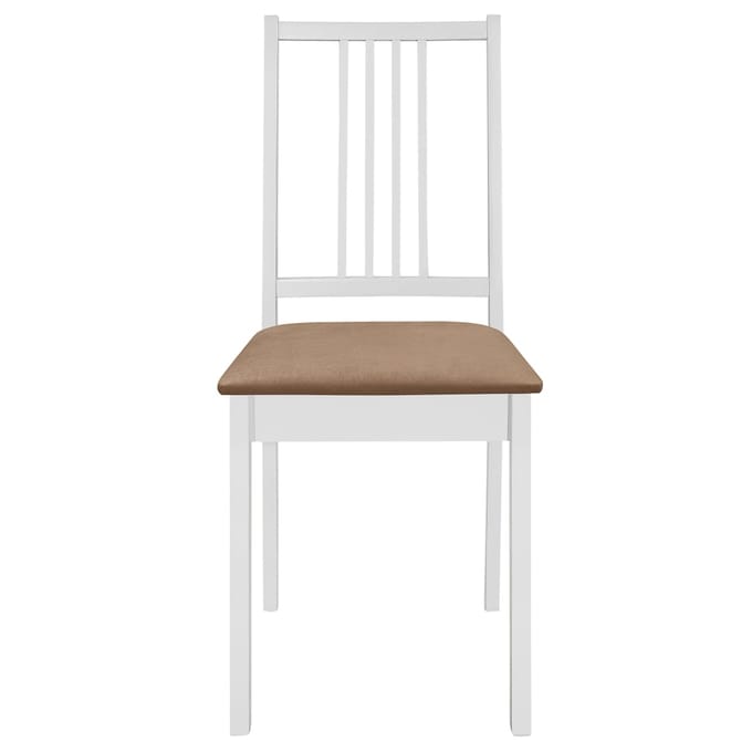 vidaXL - Eetkamerstoelen - met - kussens - 6 - st - massief - hout - wit