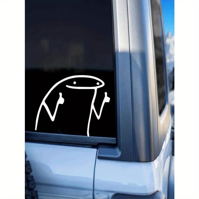 Cartoon Grafische Auto Sticker one-size wit