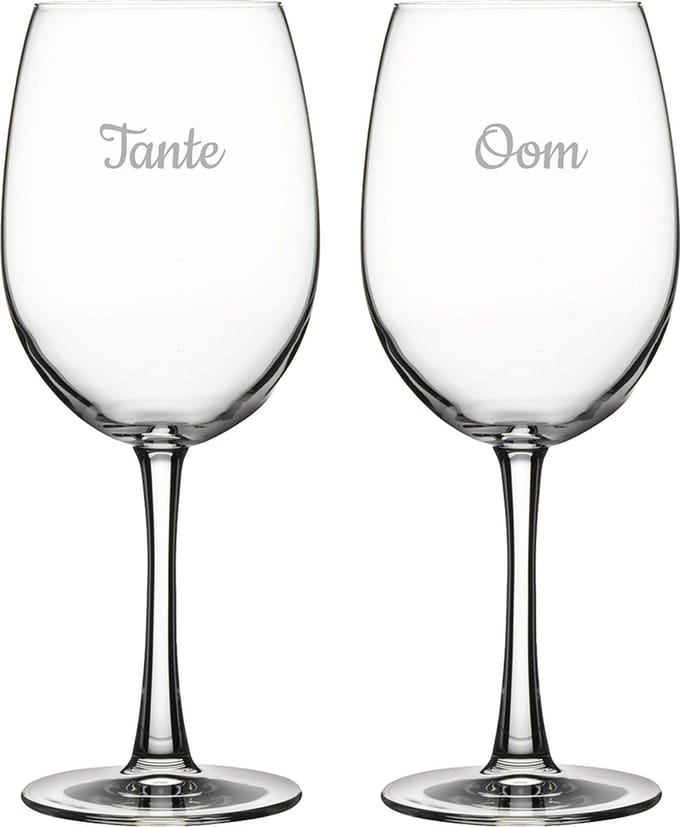 Gegraveerde Rode wijnglas 46cl Tante & Oom