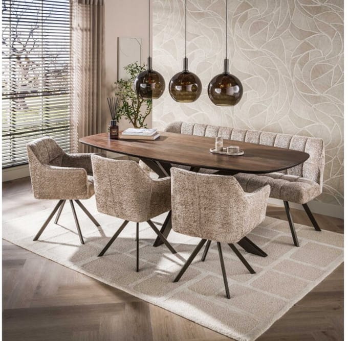 Eettafel Kopenhagen deens ovaal 215x105x77 cm - acaciahout - bruin