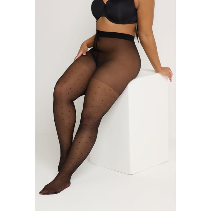 Yours Zwarte Panty Met Stippenprintsize 44-48