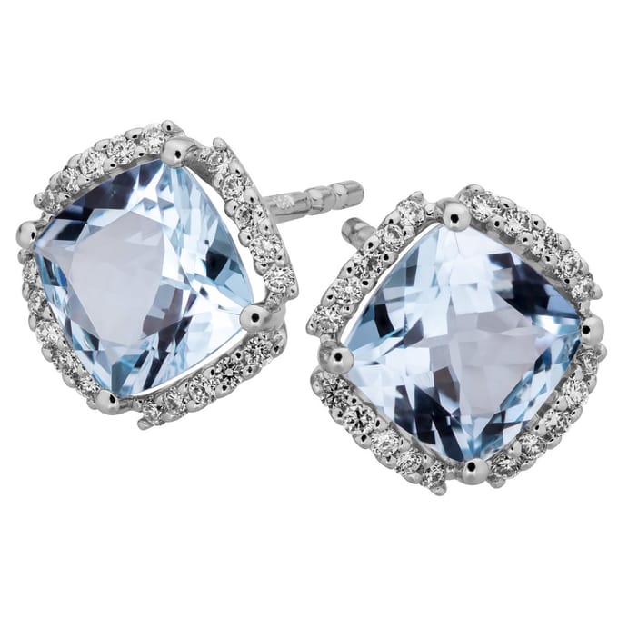 Orolino Ohrringe Gold 585 mit Blautopas (beh.) + 40 Brillanten zus. 0,16ct.