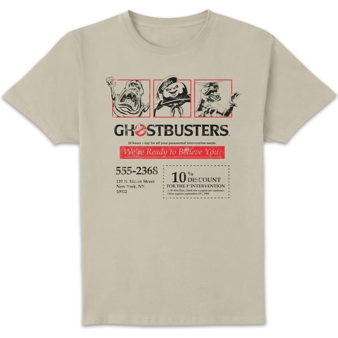 Ghostbusters Flyer Unisex T-Shirt - Wit Vintage Wash - L
