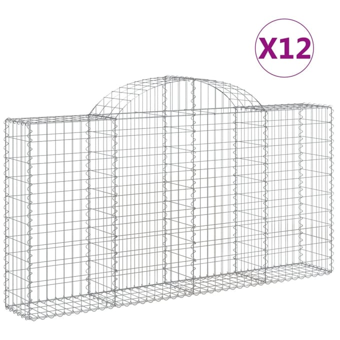 vidaXL Schanskorven 12 st gewelfd 200x30x100/120 cm ijzer