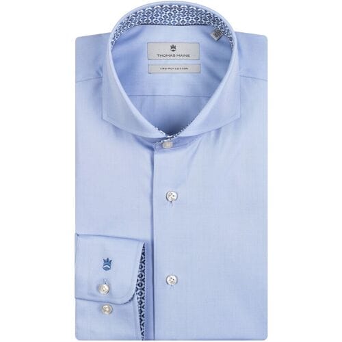 Thomas Maine Overhemd Uni Fine Pattern Contrast Bari Cutaway Twill Lichtblauw-Lichtblauw / male
