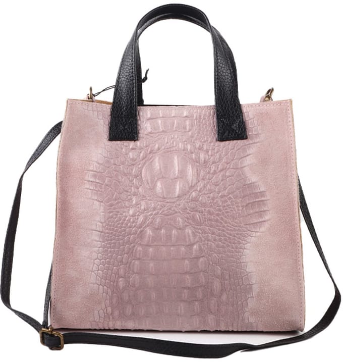 Giuliano lederen handtas Sobek - Roze - Kroko - Made in Italy