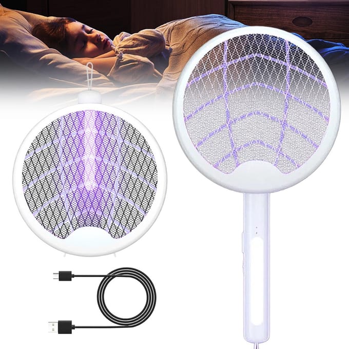 3 In 1 Ophang Bare Elektrische Muggenmepper - Oplaadbare Vliegen / Muggenmepper - UV-Lamp - USB Oplaadbaar - Wit