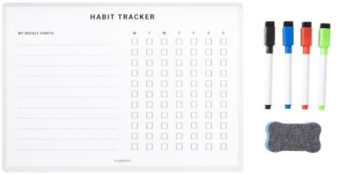 Planbooks - Magnetische Habit Tracker - Whiteboard week tracker - A4 - Inclusief Stiften en Wisser