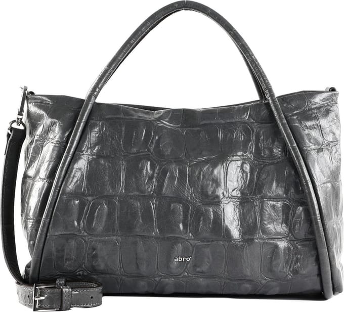abro handtas schoudertas Leather Maxi Cocco Shopper Willow Dark Gray donkergrijs