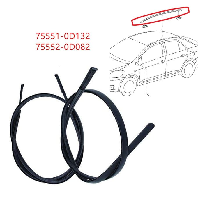 2 stuks dakafwerkingslijst voor Toyota Yaris Hatchback 2014-2018 black