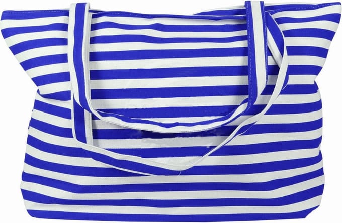 Strandtas Blauw/Wit Gestreept - 35 x 48 cm - Strandshopper van polyester