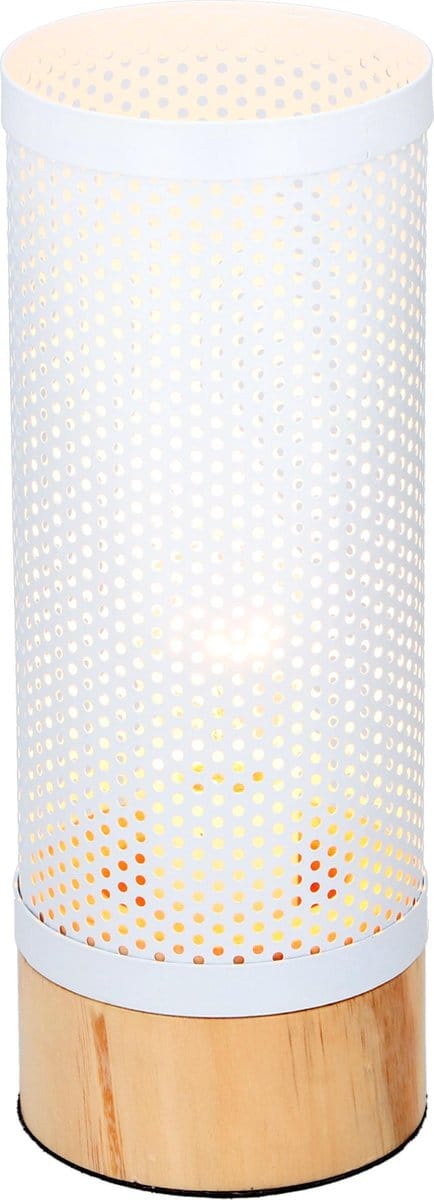 Grundig Tafellamp - Rond - Diffuus licht - Wit/ Hout