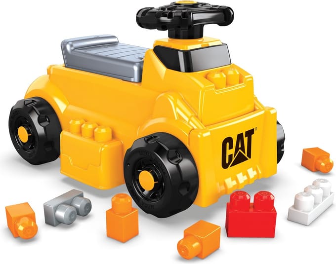 Mega Bloks CAT Graafmachine Bouwset - 10 Grote Blokken, Zwart en Geel