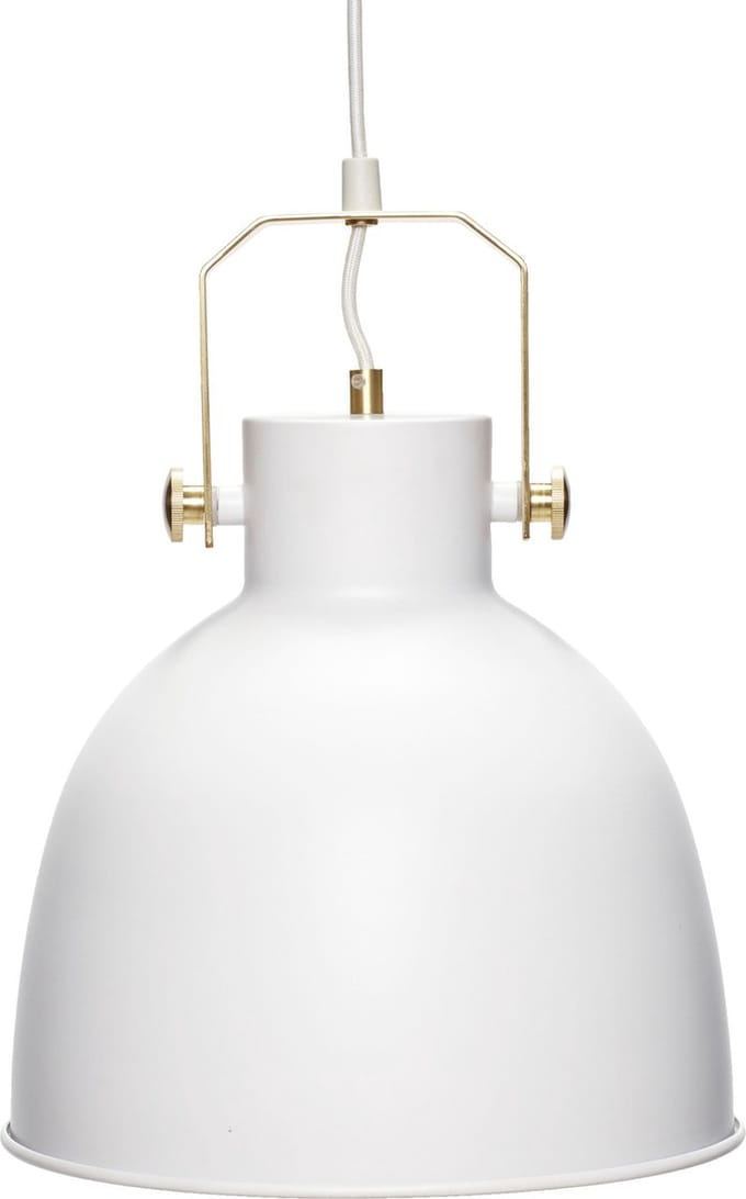 Hübsch Industriële Hanglamp Wit Goud - Plafondlamp Design - ø29x41 cm Hoogte - E27 Fitting - Deens Design - Danish - Luxe Hanglamp - Retro Lamp - Moderne Lamp