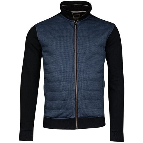 Baileys Vest Sweat Cardigan Zip 2-Tone Jacquard Interlock Front Quilted Mid Denim Blue / male