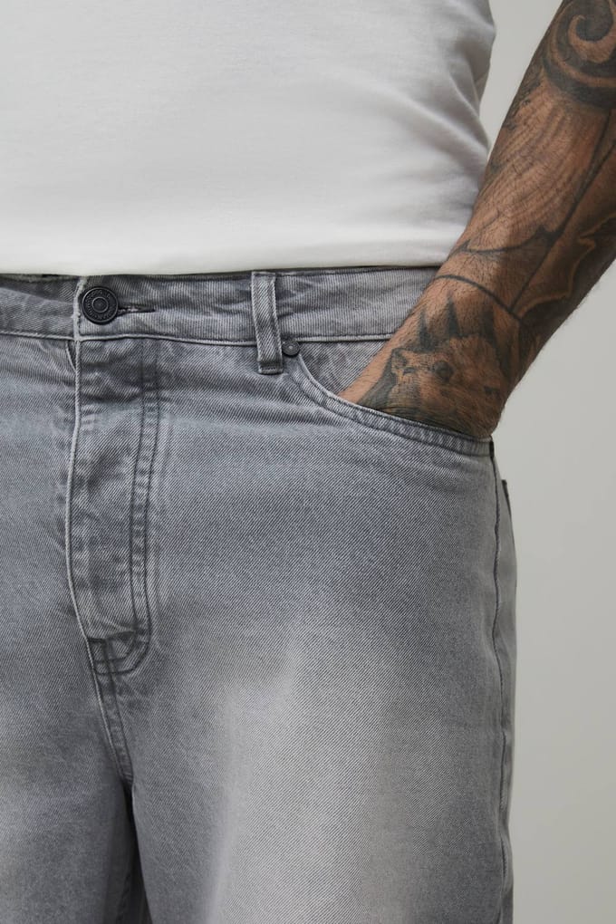 Tall Essential Relaxed Fit Denim Shorts | Light Grey | Size 52
