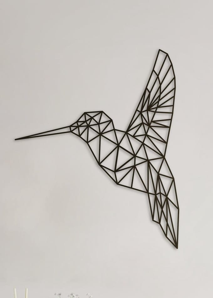 Wanddecoratie Polygon | Kolibrie - L (51x60cm)