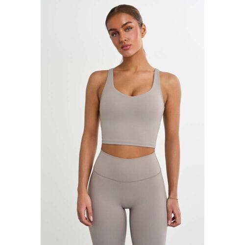 FAMME Softy Crop Top Khaki M