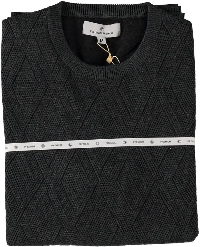 Fellows United Pullover Premium Crew Neck Argyle Struct. Mid Grey (52.1150 - 121)
