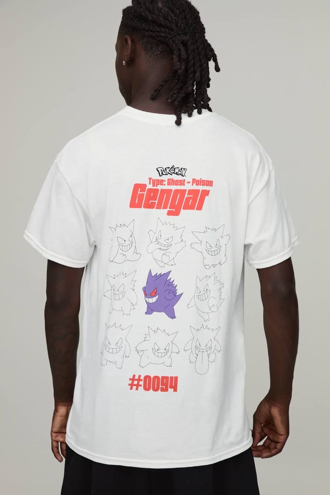 Oversized Gengar Pokemon Licentie Print T-shirt | White | Size Small