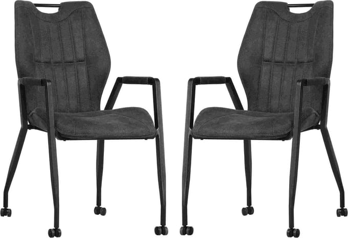 Stoel Olympic met wielen - Antraciet - set van 2 stuks