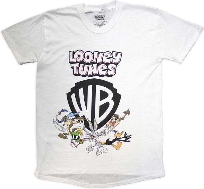 Looney Tunes - Warner Bros Shield Heren T-shirt - M - Wit