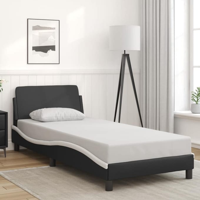 vidaXL - Bedframe - "Dover" - kunstleer - zwart - en - wit - 90x190 - cm