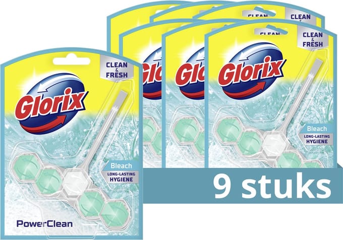 Glorix - WC blokjes - Bleek - 9 Stuks - Voordeelverpakking