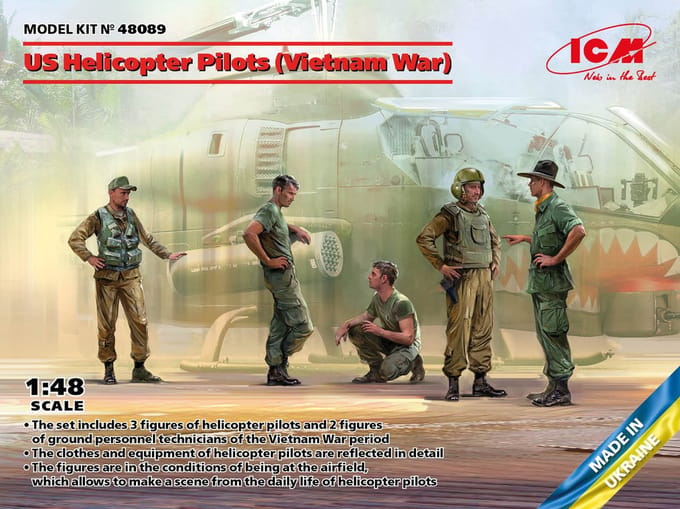 ICM Modelbouwpakket Helikopters - 48089 US Helicopter Pilots Vietnam War Plastic - 1:48 - Modelbouw