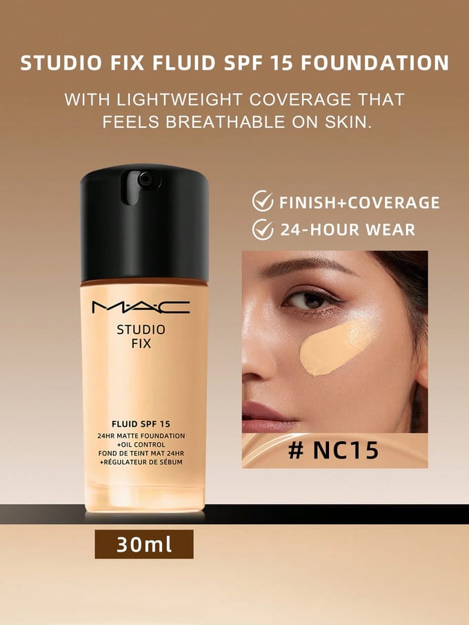 Fond de teint MAC Studio Fix | Matifiant 24h Contrôle du sébum, NC11 30mL N12