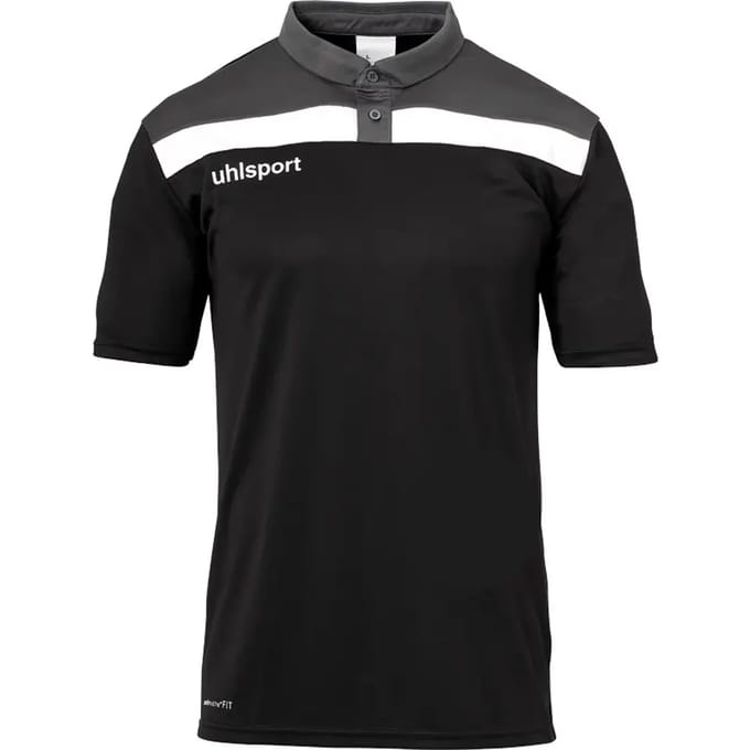 Uhlsport Offense 23 Polo Heren - Zwart / Antraciet / Wit | Maat: M