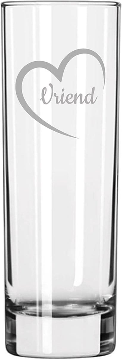 Gegraveerde Longdrinkglas 22cl Vriend met hartje