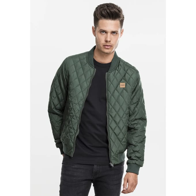 Urban Classics - Diamond Quilt Nylon Jacket olive Bomber jacket - 3XL - Groen