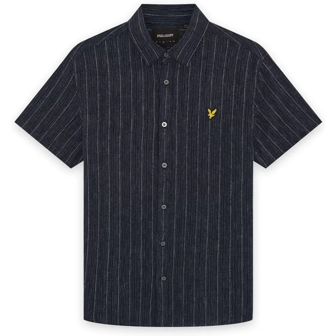 Lyle & Scott Short Sleeve Linen Ticking Stripe Shirt