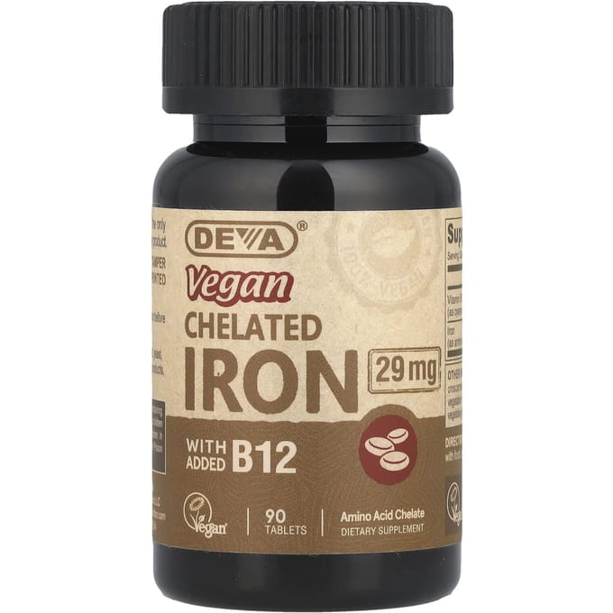 Deva, Plantaardig Gechelateerd IJzer, 29 mg, 90 Tabletten
