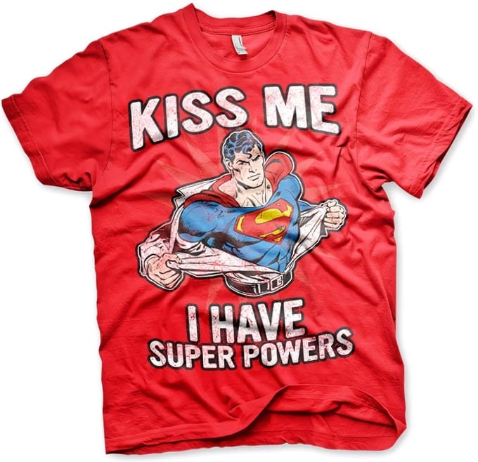 Superman Kiss Me I Have Super Powe -T-shirt Roodrs