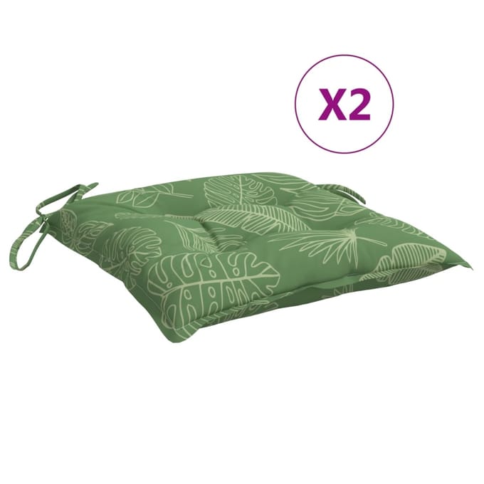 vidaXL - Stoelkussens - 2 - st - bladpatroon - 50x50x7 - cm - stof