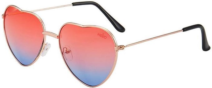 Hidzo Hartjes Zonnebril Goudkleurig - UV 400 - Rood/Blauwe Glazen